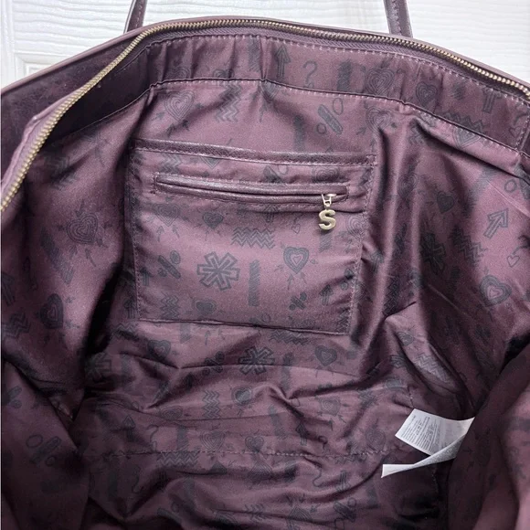 Desigual Bols Bold Sicilia Zipper Large Tote Bag In Burgundy - Picture 8 of 8